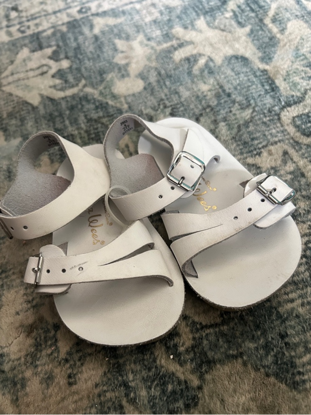 Sun San See Wee White Velcro Sandals